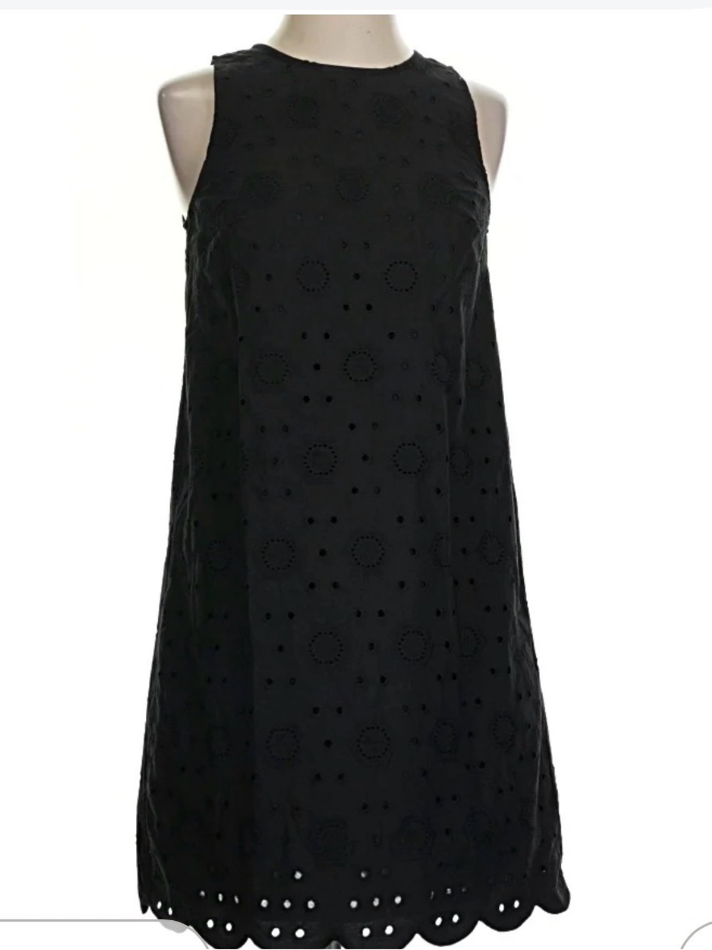 Ann Taylor Factory Black Eyelet Sleeveless Shift Mini Dress EUC Sz 14P